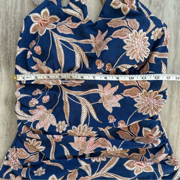 Cupshe Women’s Floral One Piece in Navy and Pink Large Bathing Suit Swimsuit - Picture 2 of 6